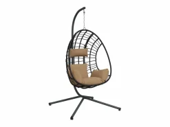 Silla colgante huevo con soporte tela y acero gris taupe ES392495