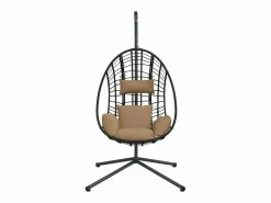 Silla colgante huevo con soporte tela y acero gris taupe ES392495