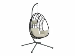 Silla colgante huevo con soporte ratán y acero ES674089