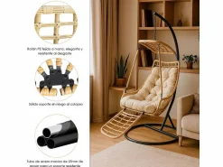 Discount Silla Colgante Yoevu - con reposapiés para interior y exterior - YV-RELAXCHAIR Sillón Colgante