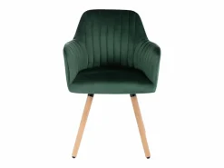 New Silla con brazos - Terciopelo y metal efecto madera - Verde oscuro - ELEANA Sillas Y Lotes De Sillas