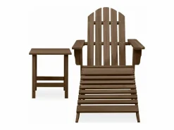 Clicnbuy Silla con otomana y mesa jardín Adirondack abeto macizo marrón