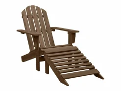 Clicnbuy Silla con otomana y mesa jardín Adirondack abeto macizo marrón