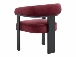 PASCAL MORABITO Silla con reposabrazos en tela bouclé y madera de hevea negra - Burdeos - LIVELIA Negro / Granate