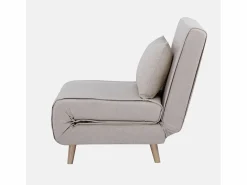 Discount Sweeek Silla convertible en cama tela base madera, 1 plaza Beige