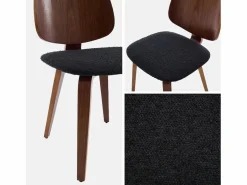 Sweeek Silla curvada de madera y borreguito, set de 2