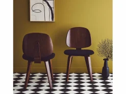 Sweeek Silla curvada de madera y borreguito, set de 2