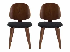 Sweeek Silla curvada de madera y borreguito, set de 2