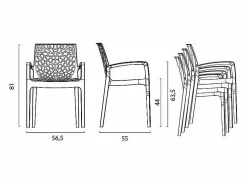 Clearance Silla de comedor polipropileno para cocina y bar Grand Soleil Gruvyer Arm - Marino Comedores De Jardín