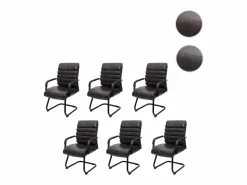 New MCW Silla de conferencia -H31 (juego de 6 unidades), cuero sintético Negro