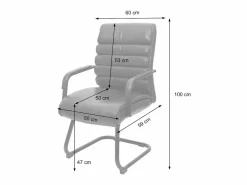 Clearance MCW Silla de conferencia -H31, piel sintética negra Negro