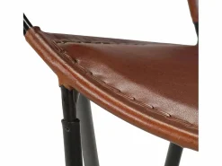 Clicnbuy Silla de cuero auténtico marrón