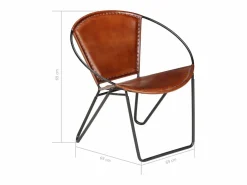 Clicnbuy Silla de cuero auténtico marrón