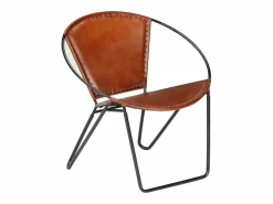 Clicnbuy Silla de cuero auténtico marrón