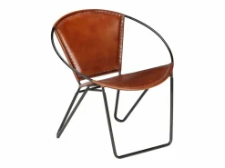Clicnbuy Silla de cuero auténtico marrón