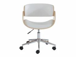 Online Vente-unique Silla de escritorio altura ajustable piel sintética y metal cromado roble y blanco JELS Color natural claro / Blanco