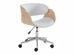 Online Vente-unique Silla de escritorio altura ajustable piel sintética y metal cromado roble y blanco JELS Color natural claro / Blanco
