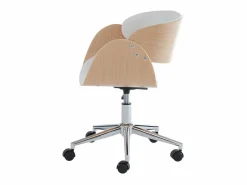 Online Vente-unique Silla de escritorio altura ajustable piel sintética y metal cromado roble y blanco JELS Color natural claro / Blanco