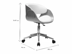 Hot Miliboo Silla de escritorio y madera clara con ruedas BENT Blanco