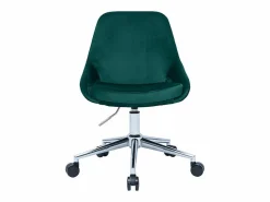 Miliboo Silla de escritorio de diseño ajustable 360º de terciopelo petróleo y metal negro HOLO