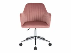 Vente-unique Silla de escritorio de terciopelo rosa ELEANA - Altura ajustable
