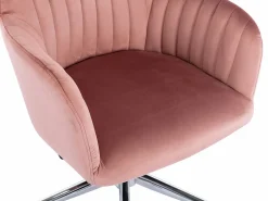 Vente-unique Silla de escritorio de terciopelo rosa ELEANA - Altura ajustable