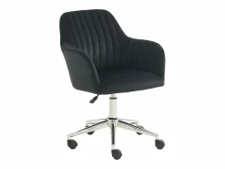 Online Vente-unique Silla de escritorio de terciopelo ELEANA - Altura ajustable Negro