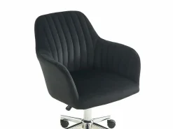 Online Vente-unique Silla de escritorio de terciopelo ELEANA - Altura ajustable Negro