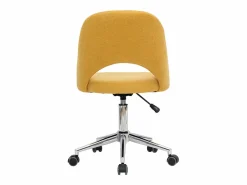 Miliboo Silla de escritorio de tejido efecto aterciopelado texturizado mostaza y pata cromada COSETTE