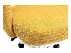 Miliboo Silla de escritorio de tejido efecto aterciopelado texturizado mostaza y pata cromada COSETTE