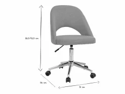 Miliboo Silla de escritorio de tejido efecto aterciopelado texturizado mostaza y pata cromada COSETTE