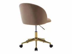 New Vente-unique Silla de escritorio en terciopelo y dorado altura ajustable - PORIANI Beige