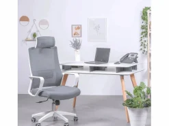 New Nest Dream Silla de escritorio ergonómica en malla transpirable y reposacabezas ajustable - Mesh - Gris Oscuro Gris antracita