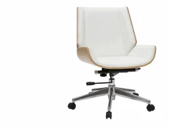 Clearance Miliboo Silla de escritorio madera clara y blanca CURVED Blanco