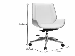 Clearance Miliboo Silla de escritorio madera clara y blanca CURVED Blanco