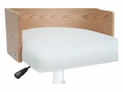 Online Silla de escritorio moderna blanca y madera clara con cojín integrado MAYOL Silla De Oficina