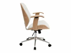 Outlet Silla de escritorio moderna blanca y madera clara YORKE Silla De Oficina