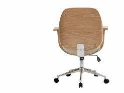 Outlet Silla de escritorio moderna blanca y madera clara YORKE Silla De Oficina