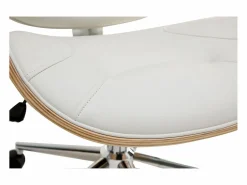 Outlet Silla de escritorio moderna blanca y madera clara YORKE Silla De Oficina