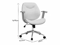Outlet Silla de escritorio moderna blanca y madera clara YORKE Silla De Oficina