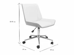 Discount Silla de escritorio moderna PU blanca y madera clara MELKIOR Silla De Oficina