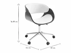 Clearance Silla de escritorio nogal y blanco con ruedas BENT Silla De Oficina
