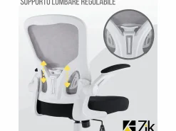Hot Silla de escritorio reclinable giratoria ergonómica de oficina con reposabrazos, ajustable en tela, - ZIK Blanco
