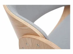 Miliboo Silla de escritorio tejido claro y madera clara con ruedas BENT