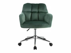 Vente-unique Silla de escritorio terciopelo verde altura regulable PEGA