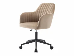 Vente-unique Silla de escritorio terciopelo y negro altura ajustable - ELEANA