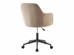 Vente-unique Silla de escritorio terciopelo y negro altura ajustable - ELEANA