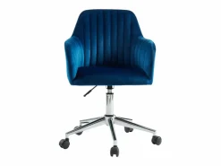 Vente-unique Silla de escritorio terciopelo azul ELEANA Altura ajustable