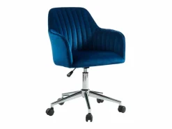 Vente-unique Silla de escritorio terciopelo azul ELEANA Altura ajustable