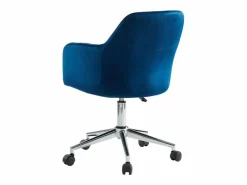 Vente-unique Silla de escritorio terciopelo azul ELEANA Altura ajustable